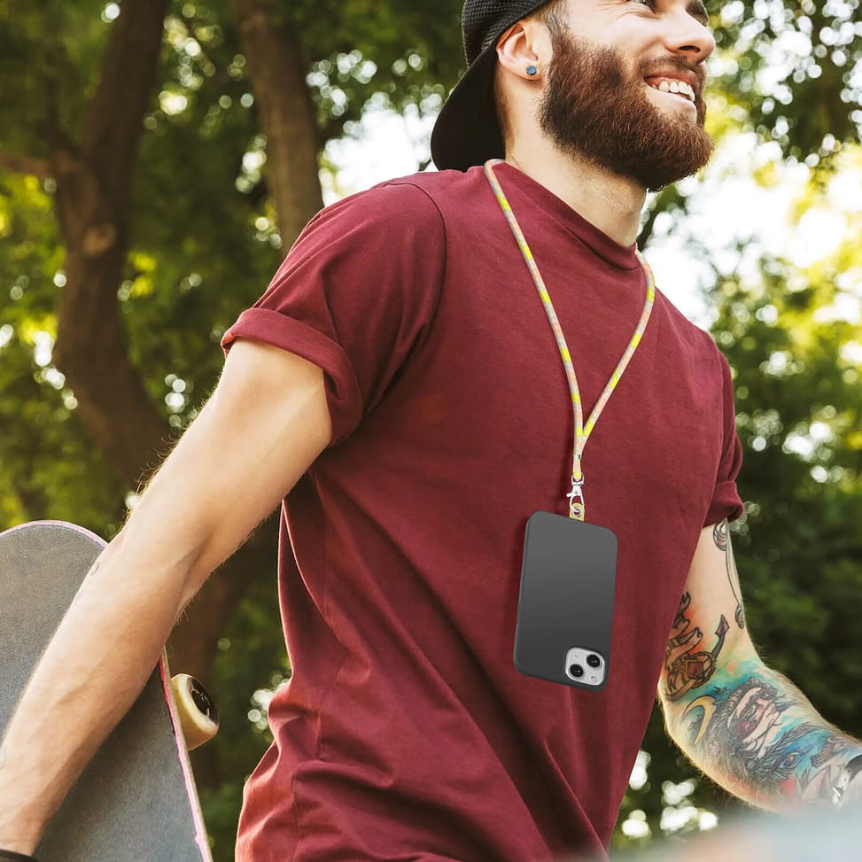 Avizar Cordon pour Smartphone Universel Coque et Étui Nylon Tressé Réglable 90cm gris et jaune — image 4
