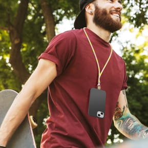 Avizar Cordon pour Smartphone Universel Coque et Étui Nylon Tressé Réglable 90cm gris et jaune — image 4