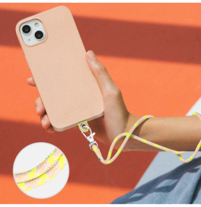 Avizar Cordon pour Smartphone Universel Coque et Étui Nylon Tressé Réglable 90cm gris et jaune