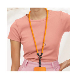 Avizar Cordon pour Téléphone Tour de Cou 60cm Attache Universelle Orange