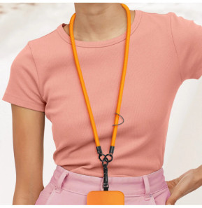 Avizar Cordon pour Téléphone Tour de Cou 60cm Attache Universelle Orange