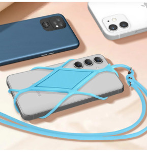 Avizar Cordon silicone pour Smartphone universel Tour du Cou Bleu Pâle