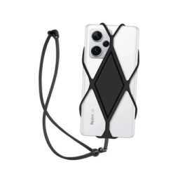 Avizar Cordon silicone pour Smartphone universel Tour du Cou Noir
