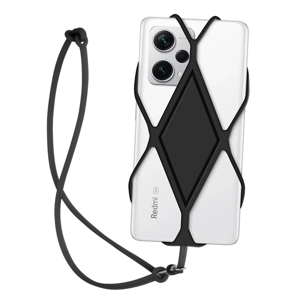 Avizar Cordon silicone pour Smartphone universel Tour du Cou Noir