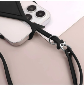 Avizar Cordon silicone pour Smartphone universel Tour du Cou Noir