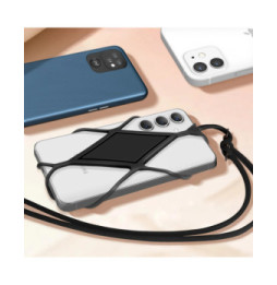 Avizar Cordon silicone pour Smartphone universel Tour du Cou Noir