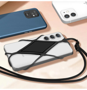 Avizar Cordon silicone pour Smartphone universel Tour du Cou Noir