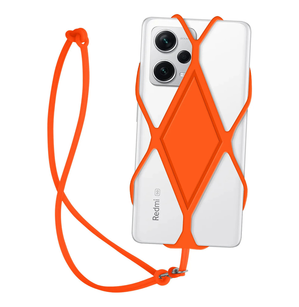 Avizar Cordon silicone pour Smartphone universel Tour du Cou Orange