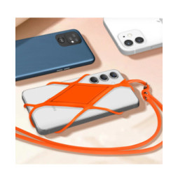 Avizar Cordon silicone pour Smartphone universel Tour du Cou Orange