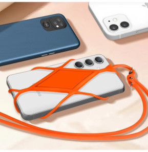 Avizar Cordon silicone pour Smartphone universel Tour du Cou Orange