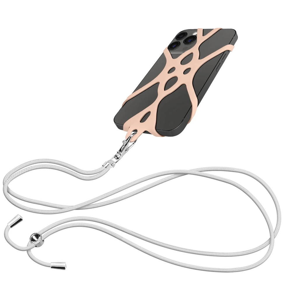 Avizar Cordon Smartphone avec Silicone Universel Extensible Réglable 90cm rose