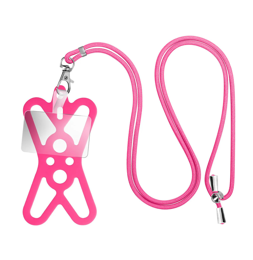 Avizar Cordon Smartphone avec Silicone Universel Extensible Réglable 90cm rose fuschia
