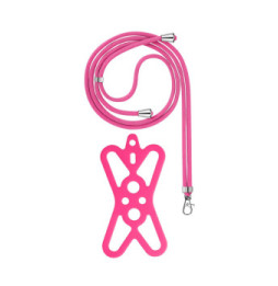 Avizar Cordon Smartphone avec Silicone Universel Extensible Réglable 90cm rose fuschia