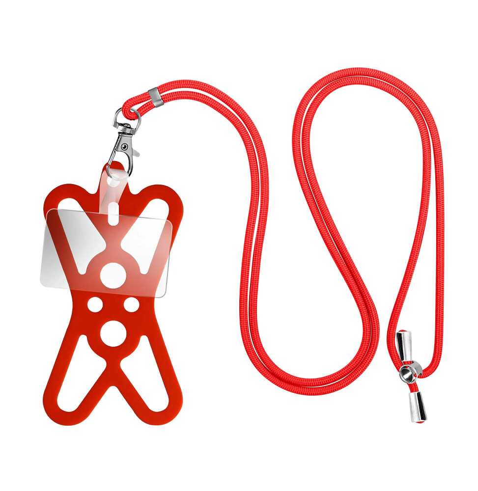 Avizar Cordon Smartphone avec Silicone Universel Extensible Réglable 90cm Rouge