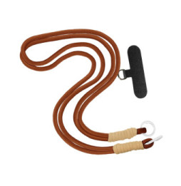 Avizar Cordon Smartphone Double Cordons Nylon 60cm Marron