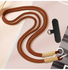 Avizar Cordon Smartphone Double Cordons Nylon 60cm Marron