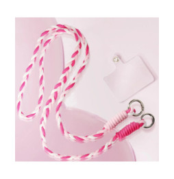 Avizar Cordon Téléphone Design Nylon Tressé 60cm Blanc / Rose