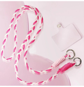 Avizar Cordon Téléphone Design Nylon Tressé 60cm Blanc / Rose