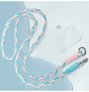 Avizar Cordon Téléphone Design Nylon Tressé 60cm Bleu / Rose