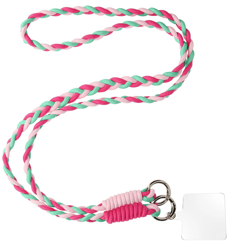 Avizar Cordon Téléphone Design Nylon Tressé 60cm Fuchsia