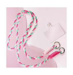 Avizar Cordon Téléphone Design Nylon Tressé 60cm Fuchsia