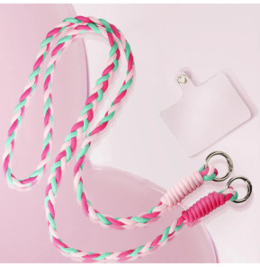 Avizar Cordon Téléphone Design Nylon Tressé 60cm Fuchsia