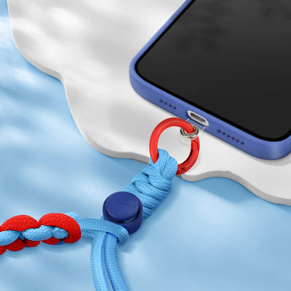 Avizar Dragonne pour Smartphone Design Tressé Ajustable Accroche Universelle Bleu / Rouge — image 3