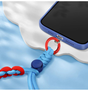 Avizar Dragonne pour Smartphone Design Tressé Ajustable Accroche Universelle Bleu / Rouge