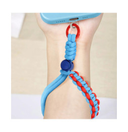 Avizar Dragonne pour Smartphone Design Tressé Ajustable Accroche Universelle Bleu / Rouge