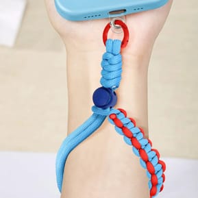 Avizar Dragonne pour Smartphone Design Tressé Ajustable Accroche Universelle Bleu / Rouge — image 5