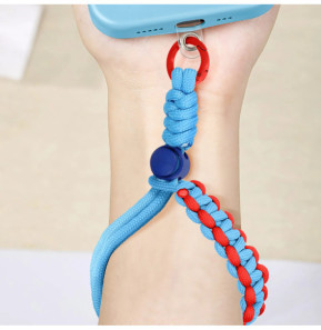 Avizar Dragonne pour Smartphone Design Tressé Ajustable Accroche Universelle Bleu / Rouge