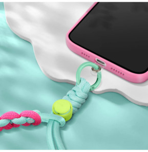Avizar Dragonne pour Smartphone Design Tressé Ajustable Accroche Universelle Vert Pâle