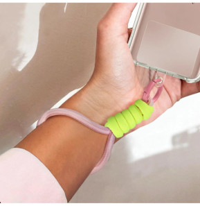 Avizar Dragonne pour Téléphone Nylon Tressé Attache incluse Rose Poudré