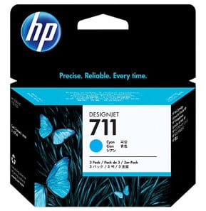 Lot de 3 cartouches d'encre cyan 29 ml HP 711 (CZ134A)