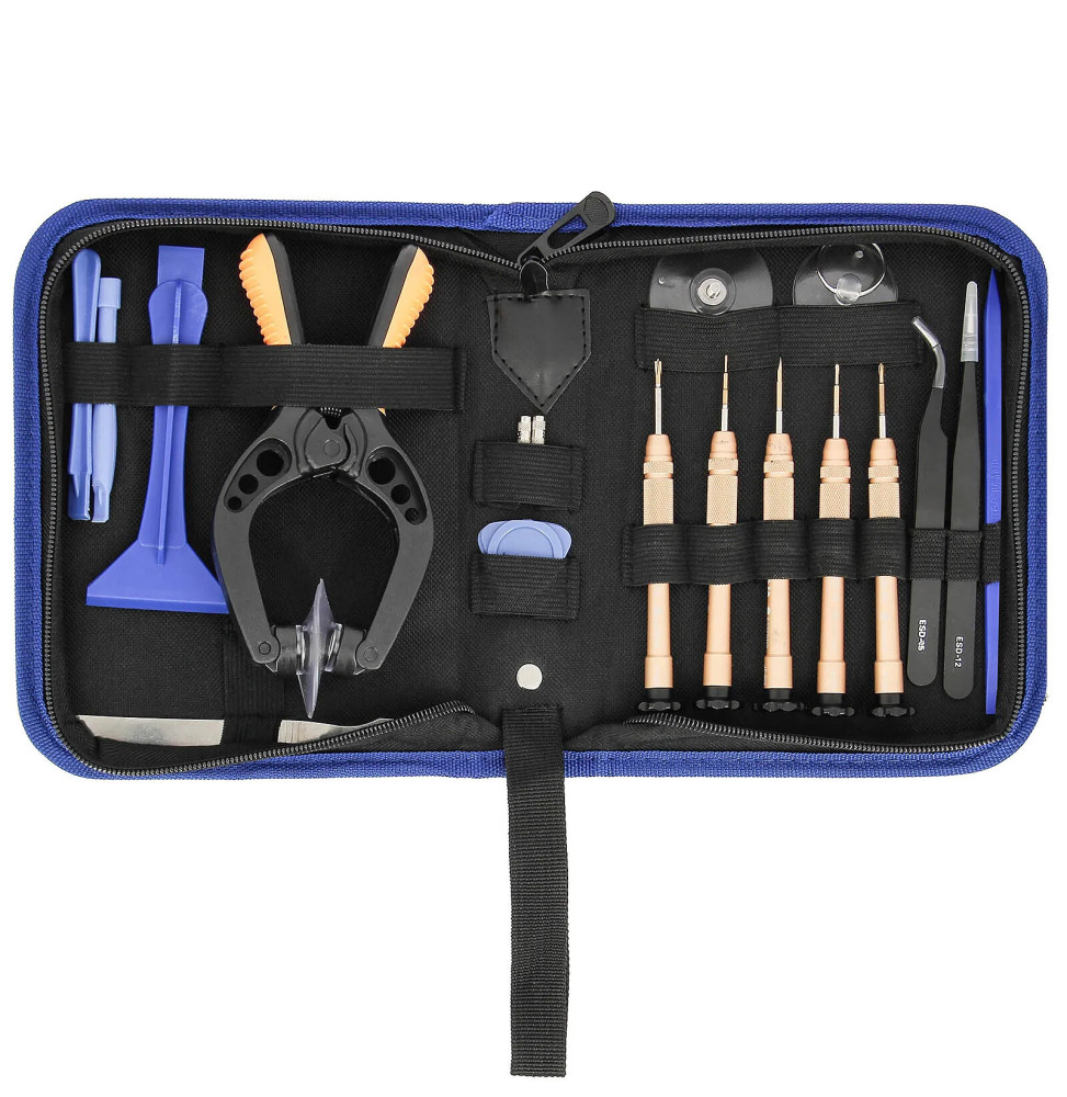 Avizar Kit Universel d'outils complet réparation Smartphone/tablette set 19 pieces Noir