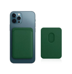 Avizar Porte Carte Magsafe iPhone 12 et 13 Cuir Fixation Magnétique Vert