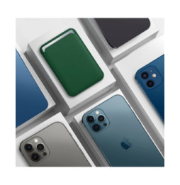 Avizar Porte Carte Magsafe iPhone 12 et 13 Cuir Fixation Magnétique Vert