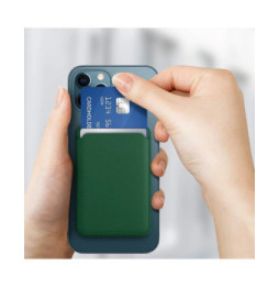 Avizar Porte Carte Magsafe iPhone 12 et 13 Cuir Fixation Magnétique Vert