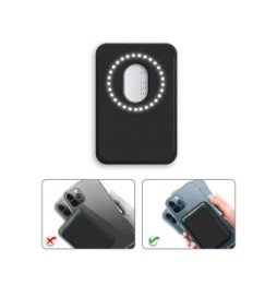 Avizar Porte Carte Magsafe iPhone 12 et 13 et 13 Revêtement en Cuir Magnétique noir