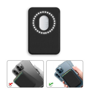 Avizar Porte Carte Magsafe iPhone 12 et 13 et 13 Revêtement en Cuir Magnétique noir