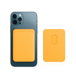 Avizar Porte Carte Magsafe iPhone 12 et 13 Revêtement en Cuir Fixation Magnétique Jaune