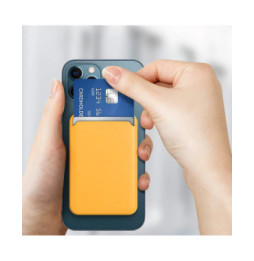Avizar Porte Carte Magsafe iPhone 12 et 13 Revêtement en Cuir Fixation Magnétique Jaune