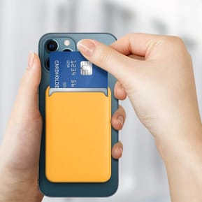 Avizar Porte Carte Magsafe iPhone 12 et 13 Revêtement en Cuir Fixation Magnétique Jaune — image 5