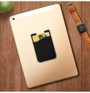 Avizar Porte-carte Smartphone et tablette Rangement pour carte Silicone adhésif - Noir