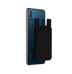 Avizar Porte-carte Smartphone et tablette Rangement pour carte Silicone adhésif - Noir