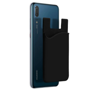 Avizar Porte-carte Smartphone et tablette Rangement pour carte Silicone adhésif - Noir