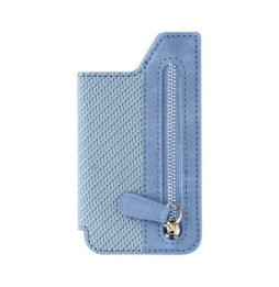 Avizar Portefeuille Adhésif 5 compartiments et Rangement extérieur zippé Finition carbone Bleu