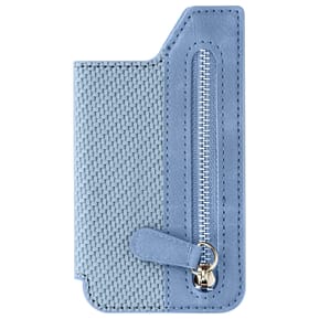 Avizar Portefeuille Adhésif 5 compartiments et Rangement extérieur zippé Finition carbone Bleu