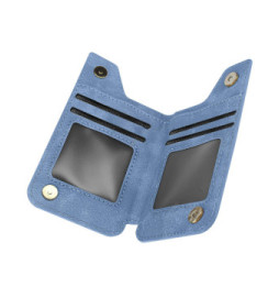 Avizar Portefeuille Adhésif 5 compartiments et Rangement extérieur zippé Finition carbone Bleu