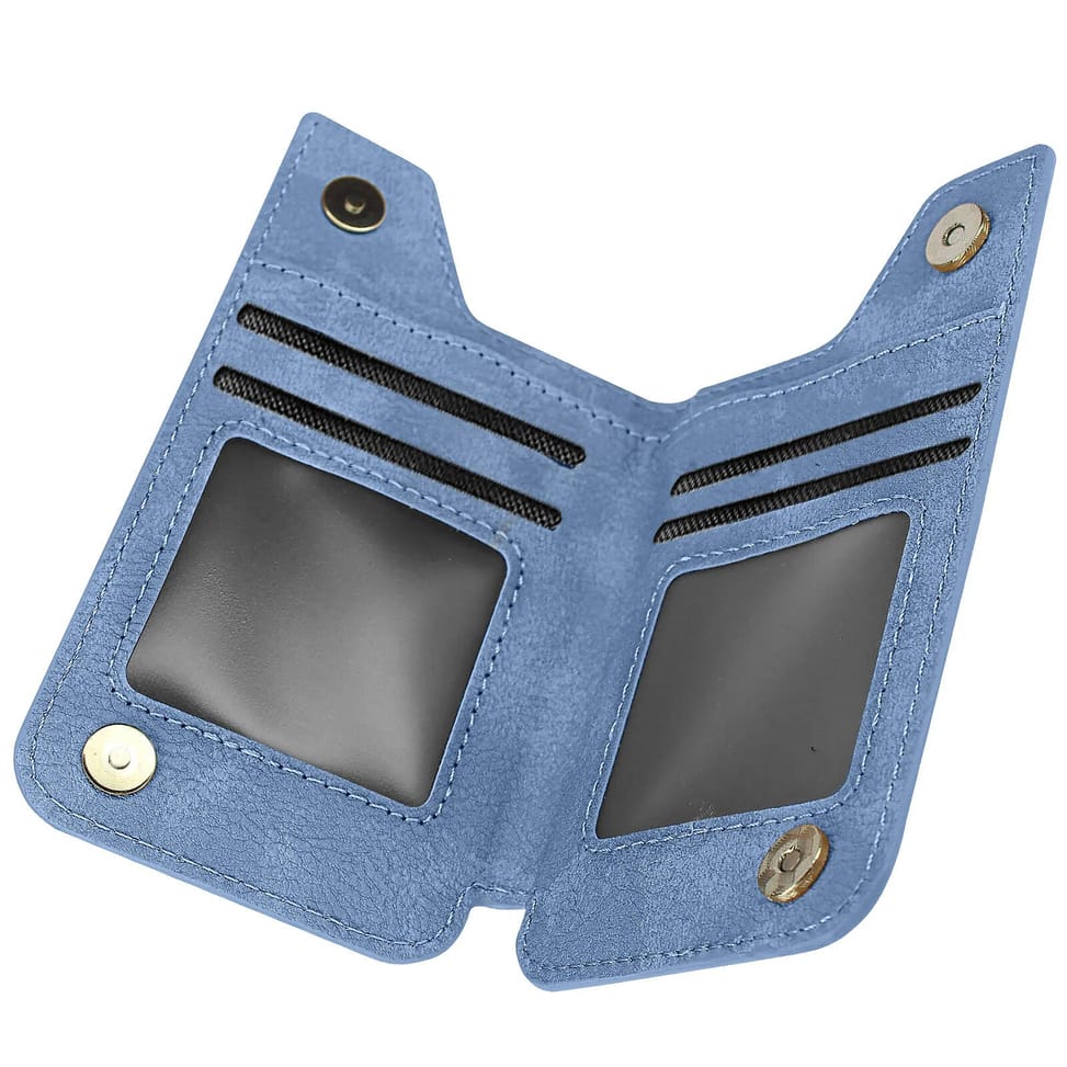 Avizar Portefeuille Adhésif 5 compartiments et Rangement extérieur zippé Finition carbone Bleu — image 2